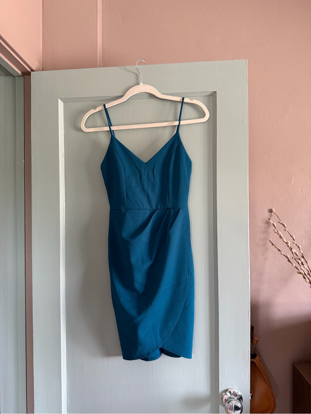 Lulu's Teal Spaghetti Strap Mini Dress
